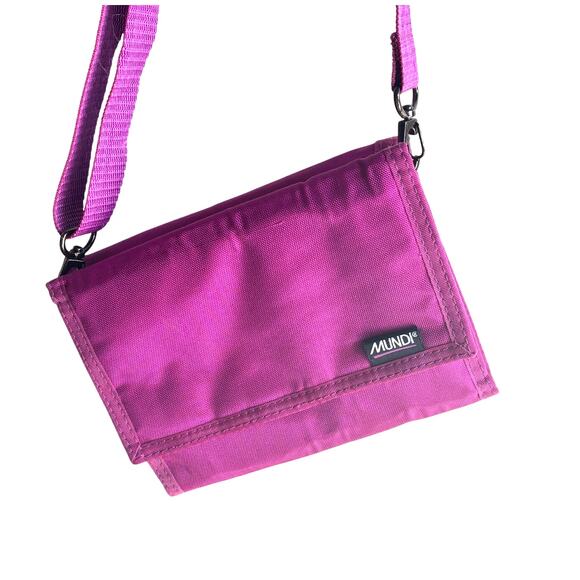 Vintage Mundi Crossbody Bag Bright Fuchsia Purple Travel Organizer Purse - Picture 3 of 12